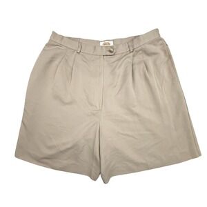 Talbots Shorts Womens 16P Khaki Pleated Elastic Waist Pockets Classic Preppy